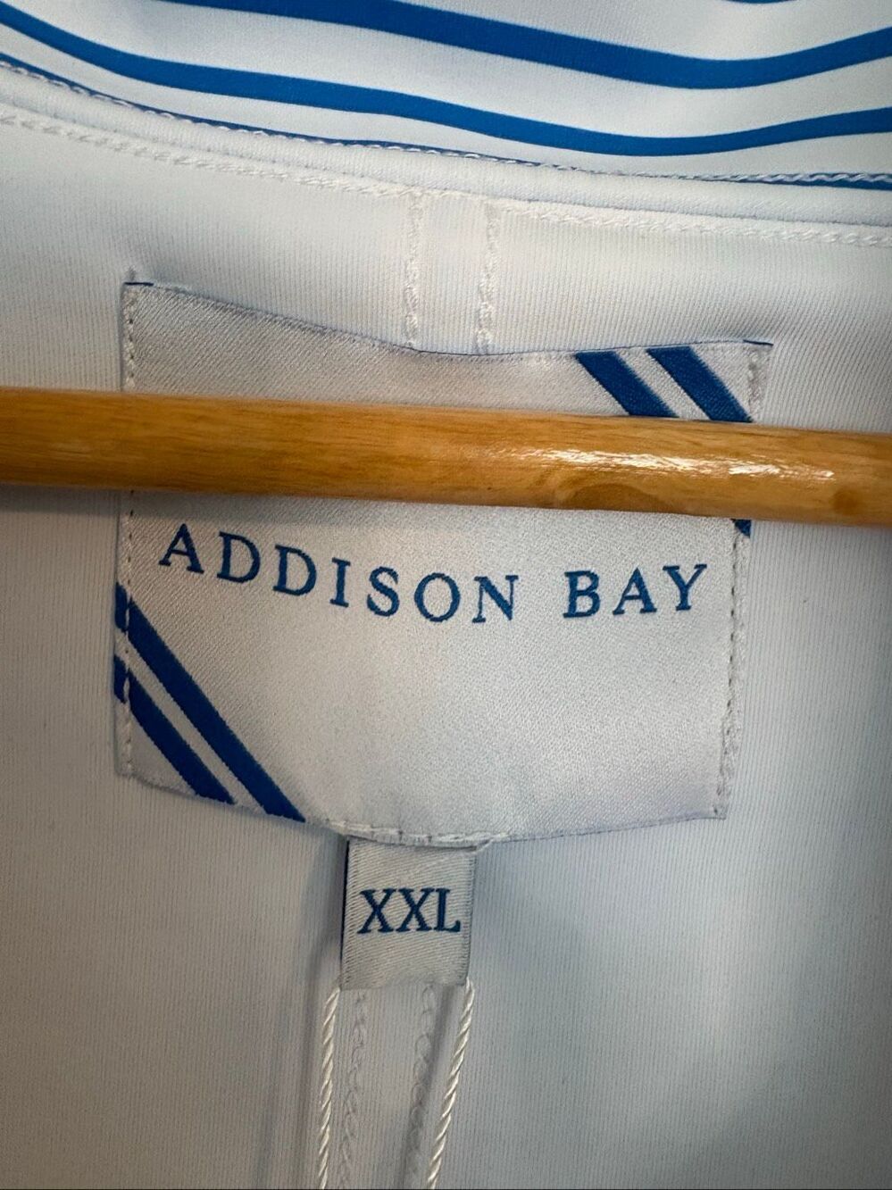 NWT Addison Bay Bainbridge Quarter Zip In Super White Cerulean Stripe Size XXL - Picture 4 of 7